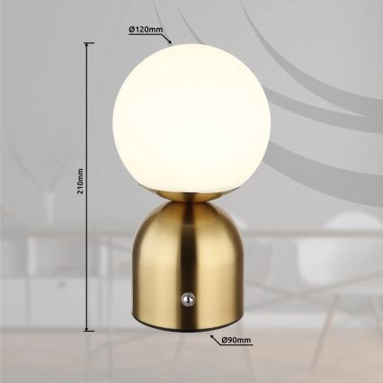 Globo - LED Dimmable touch table lamp LED/2,5W/3,7V 2700K/4000K/6500K 1800 mAh USB brass