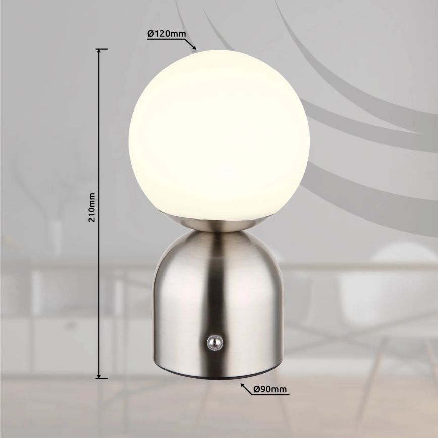 Globo - LED Dimmable touch table lamp LED/2,5W/3,7V 2700K/4000K/6500K 1800 mAh USB matte chrome
