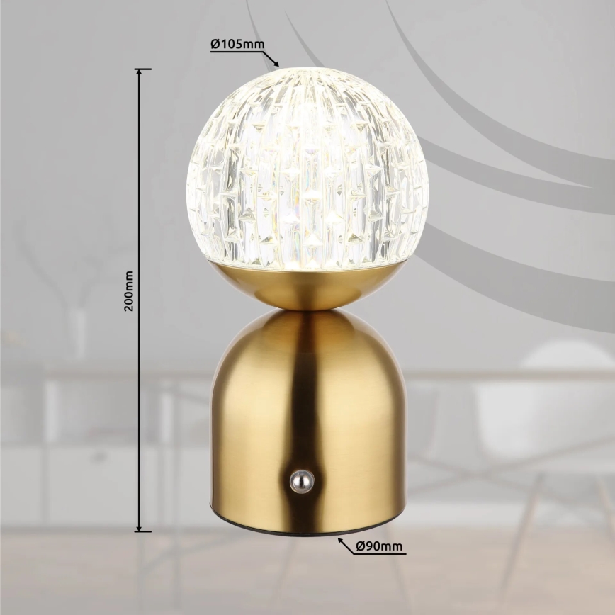 Globo - LED Dimmable touch table lamp LED/2,5W/3,7V 2700/4000/6500K 1800 mAh USB brass