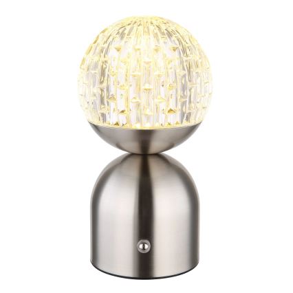 Globo - LED Dimmable touch table lamp LED/2,5W/3,7V 2700/4000/6500K 1800 mAh USB matte chrome