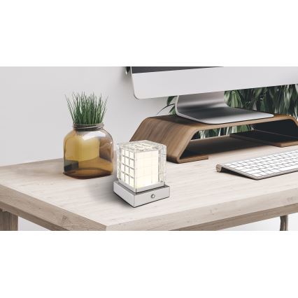 Globo - LED Dimmable touch table lamp LED/2,5W/3,7V 2700K/4000K/6500K 1800 mAh USB matte chrome