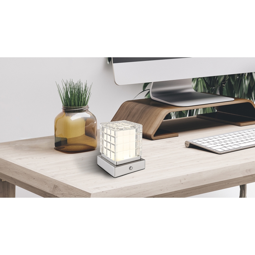 Globo - LED Dimmable touch table lamp LED/2,5W/3,7V 2700K/4000K/6500K 1800 mAh USB matte chrome