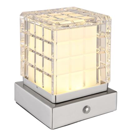 Globo - LED Dimmable touch table lamp LED/2,5W/3,7V 2700K/4000K/6500K 1800 mAh USB matte chrome