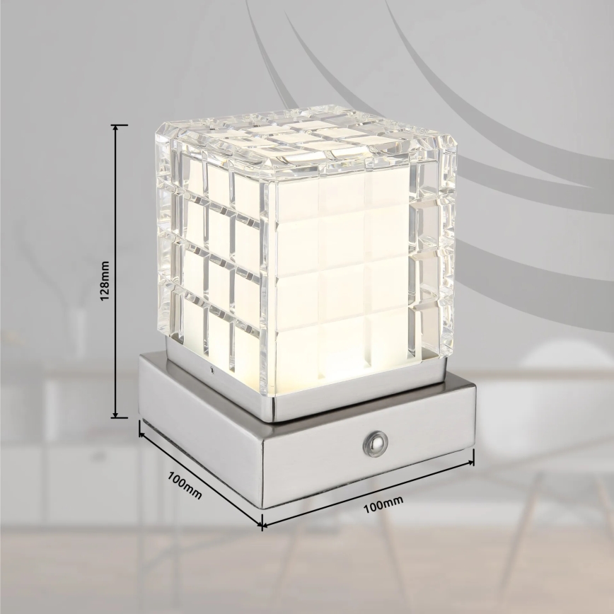 Globo - LED Dimmable touch table lamp LED/2,5W/3,7V 2700K/4000K/6500K 1800 mAh USB matte chrome