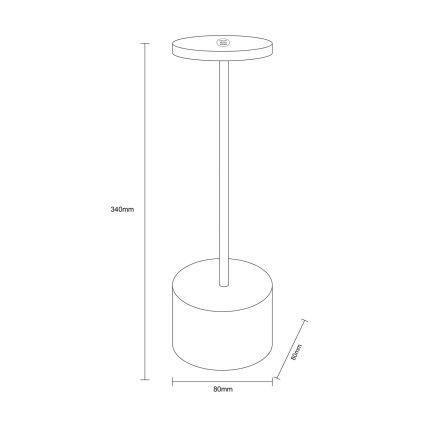 Globo - LED Dimmable touch table lamp LED/1,2W/3,7V 2000K/3500K/7000K 1200 mAh USB black