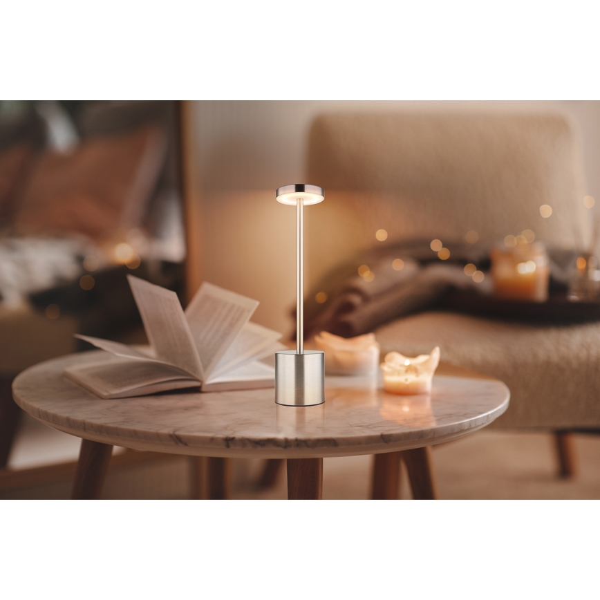 Globo - LED Dimmable touch table lamp LED/1,2W/3,7V 2000K/3500K/7000K 1200 mAh USB matte chrome