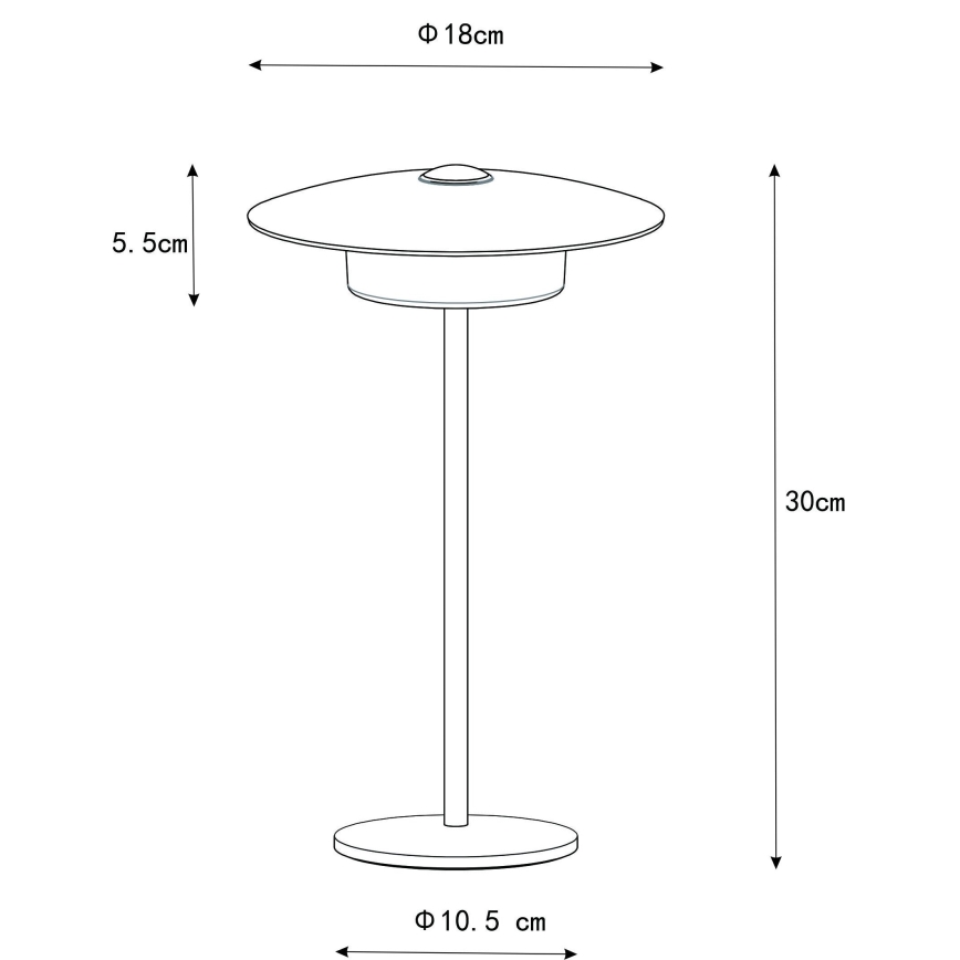 Globo - LED Outdoor Rechargeable Touch Table Lamp LED/3W/3.7V 1800/2700/3000K IP44 1800 mAh grey