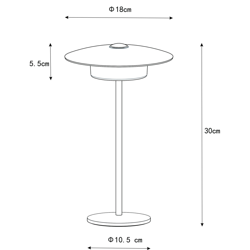 Globo - LED Outdoor rechargeable touch table lamp LED/3W/3,7V 1800/2700/3000K IP44 1800 mAh black