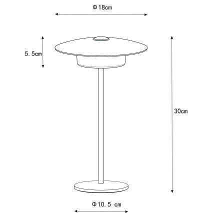 Globo - LED Outdoor rechargeable touch table lamp LED/3W/3,7V 1800/2700/3000K IP44 1800 mAh white