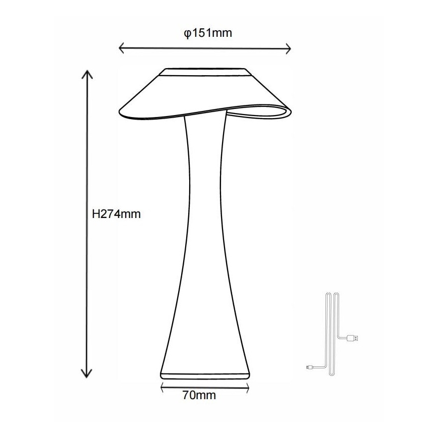 Globo - LED Dimmable rechargeable table lamp LED/2,5W/3,7V 1200mAh 2700K/4500K/6500K gold