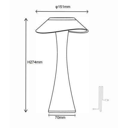 Globo - LED Dimmable rechargeable table lamp LED/2,5W/3,7V 1200mAh 2700K/4500K/6500K white