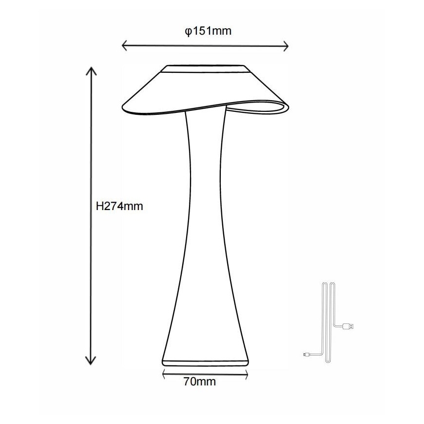 Globo - LED Dimmable rechargeable table lamp LED/2,5W/3,7V 1200mAh 2700K/4500K/6500K white