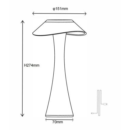 Globo - LED Dimmable rechargeable table lamp LED/2,5W/3,7V 1200mAh 2700K/4500K/6500K black