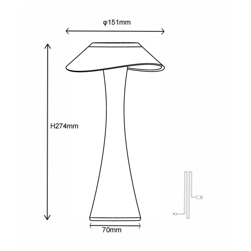 Globo - LED Dimmable rechargeable table lamp LED/2,5W/3,7V 1200mAh 2700K/4500K/6500K black