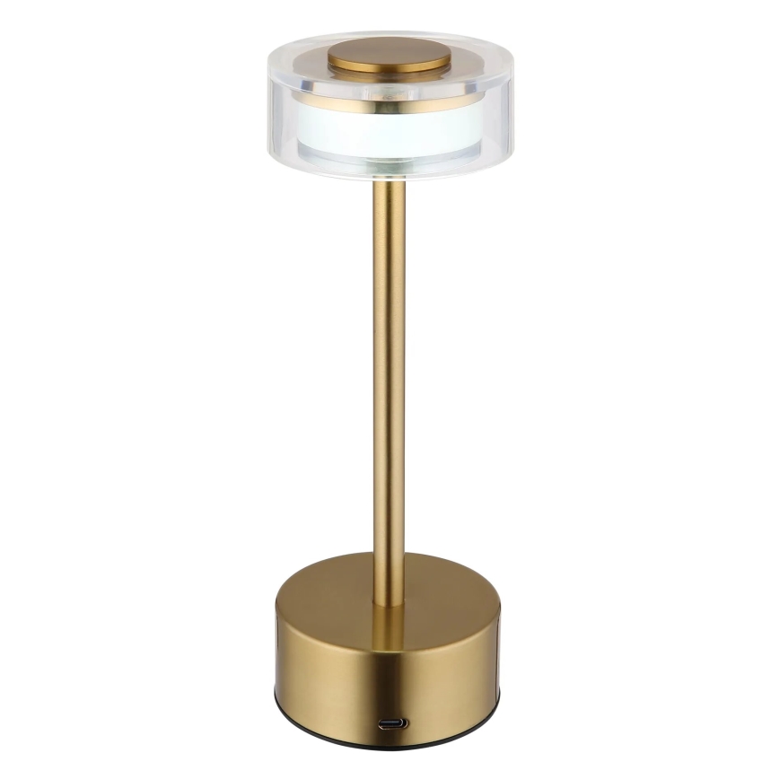 Globo - LED Dimmable rechargeable touch table lamp LED/2,5W/3,7V 2700/4000/6500K 1800mAh brass