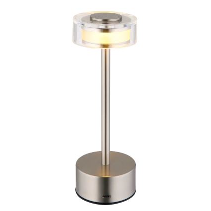Globo - LED Dimmable rechargeable touch table lamp LED/2,5W/3,7V 2700/4000/6500K 1800mAh matte chrome