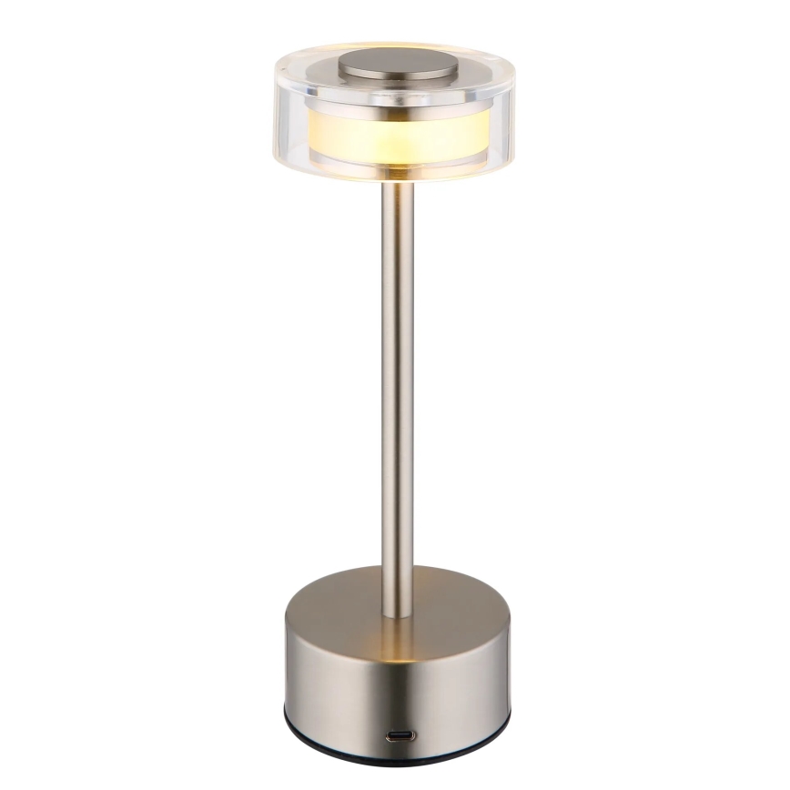 Globo - LED Dimmable rechargeable touch table lamp LED/2,5W/3,7V 2700/4000/6500K 1800mAh matte chrome