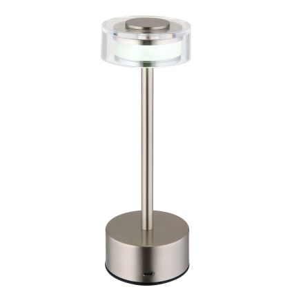 Globo - LED Dimmable rechargeable touch table lamp LED/2,5W/3,7V 2700/4000/6500K 1800mAh matte chrome