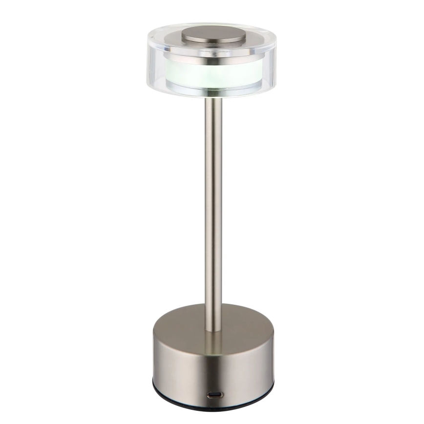Globo - LED Dimmable rechargeable touch table lamp LED/2,5W/3,7V 2700/4000/6500K 1800mAh matte chrome