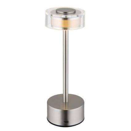 Globo - LED Dimmable rechargeable touch table lamp LED/2,5W/3,7V 2700/4000/6500K 1800mAh matte chrome