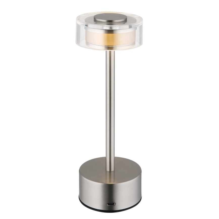 Globo - LED Dimmable rechargeable touch table lamp LED/2,5W/3,7V 2700/4000/6500K 1800mAh matte chrome