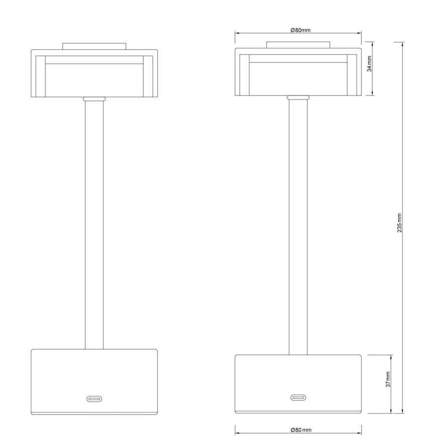 Globo - LED Dimmable rechargeable touch table lamp LED/2,5W/3,7V 2700/4000/6500K 1800mAh matte chrome