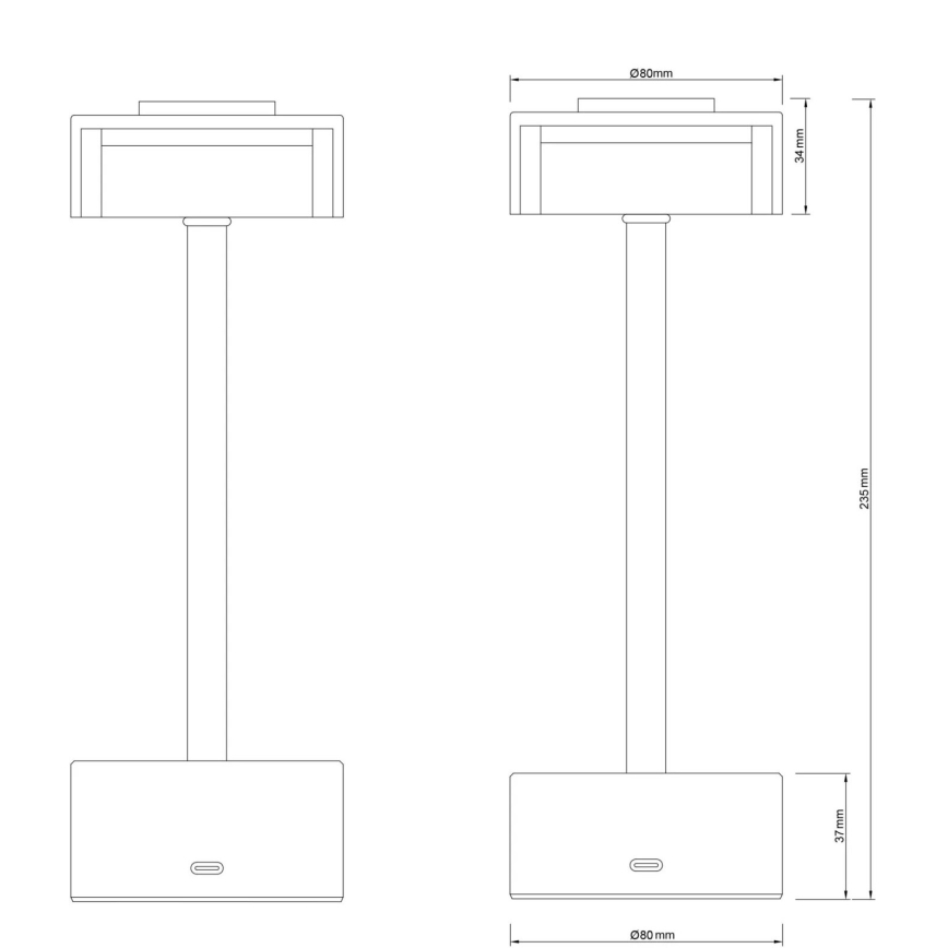 Globo - LED Dimmable rechargeable touch table lamp LED/2,5W/3,7V 2700/4000/6500K 1800mAh black