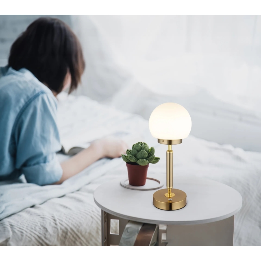 Globo - LED Dimmable rechargeable touch table lamp LED/2,5W/5V 1800mAh 2700/4000/6500K brass