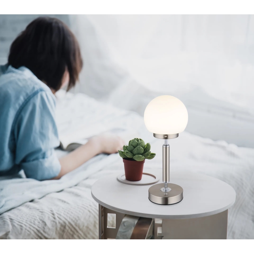 Globo - LED Dimmable rechargeable touch table lamp LED/2,5W/5V 1800mAh 2700/4000/6500K matte chrome