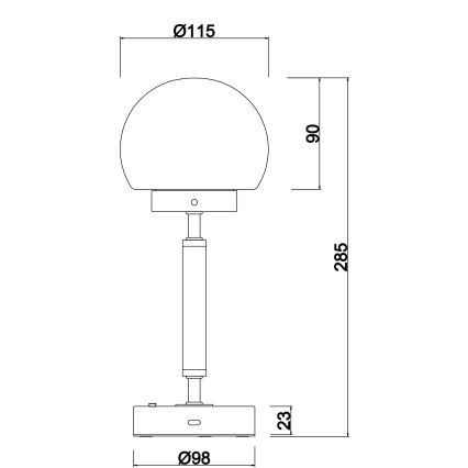 Globo - LED Dimmable rechargeable touch table lamp LED/2,5W/5V 1800mAh 2700/4000/6500K matte chrome
