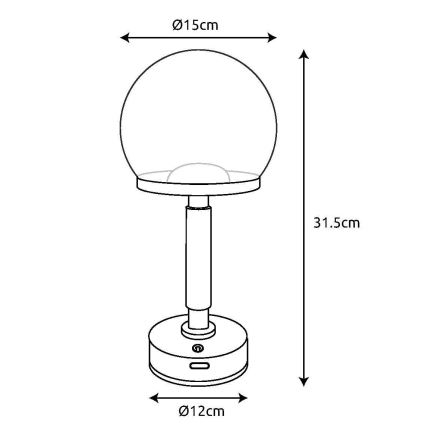 Globo - LED Dimmable rechargeable touch table lamp LED/2,5W/5V 1800mAh 2700/4000/6500K rose gold