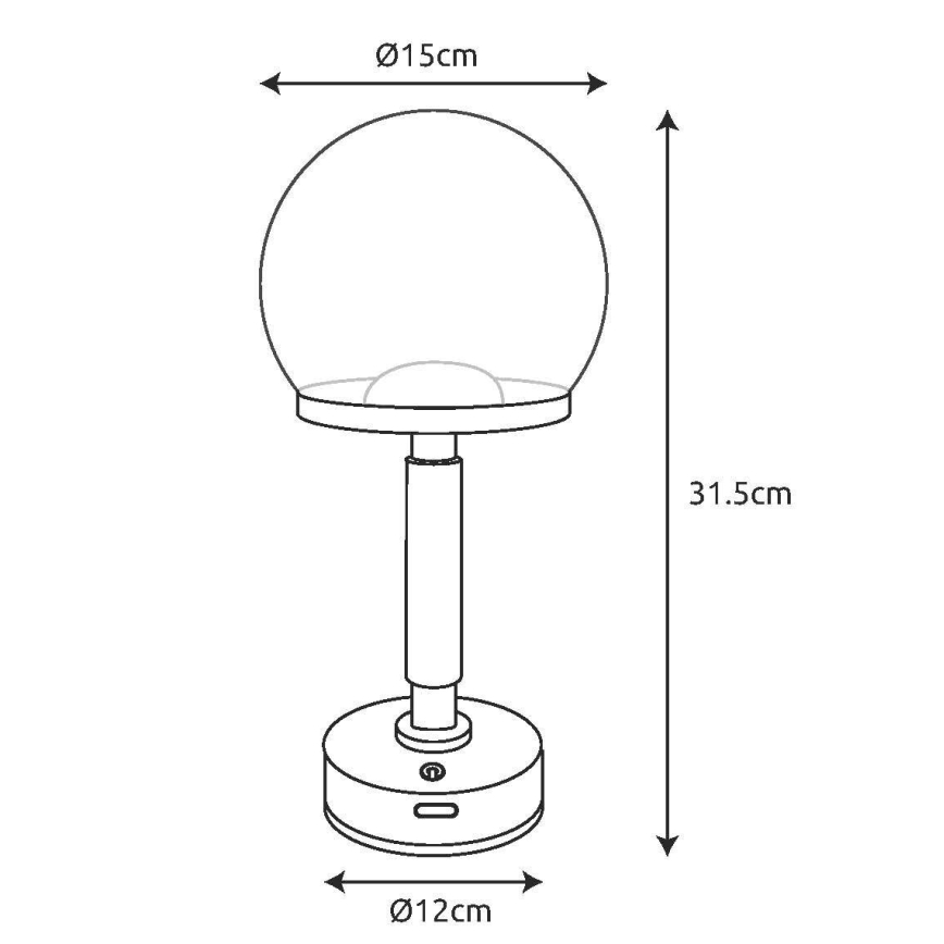 Globo - LED Dimmable rechargeable touch table lamp LED/2,5W/5V 1800mAh 2700/4000/6500K black