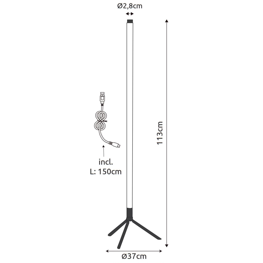 Globo - LED RGB Dimmable floor lamp LED/7W/5V + remote control
