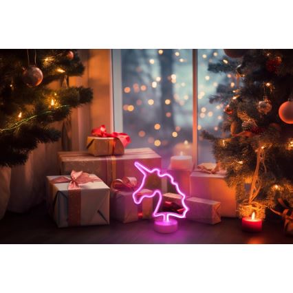 Globo - LED Neon table decoration LED/2W/3xAA unicorn