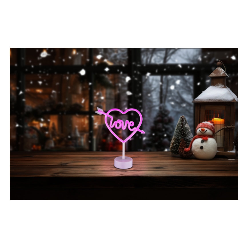 Globo - LED Neon table decoration LED/2W/3xAA heart