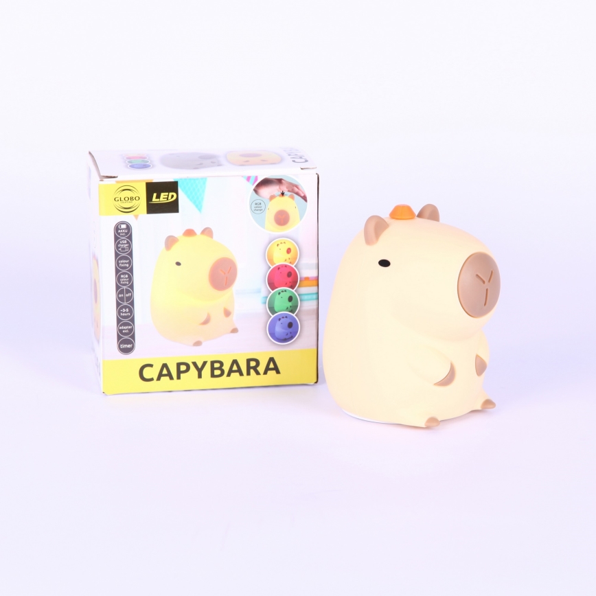 Globo - LED RGBW Dimmable Rechargeable Children's Night Light LED/1,5W/5V 1200 mAh Capybara