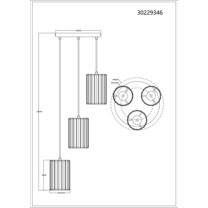 Globo - Chandelier on a string 3xE27/60W/230V d. 35 cm