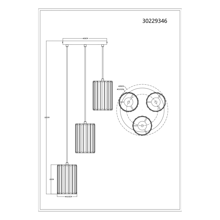 Globo - Chandelier on a string 3xE27/60W/230V d. 35 cm