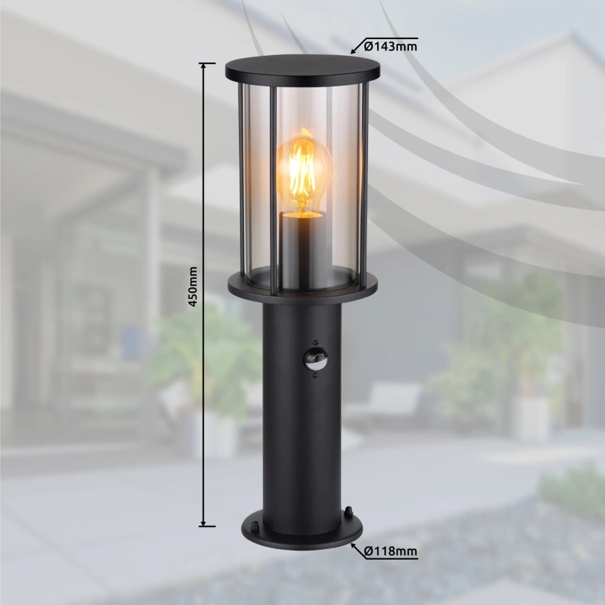Globo - Outdoor lamp with sensor 1xE27/60W/230V IP54 45cm
