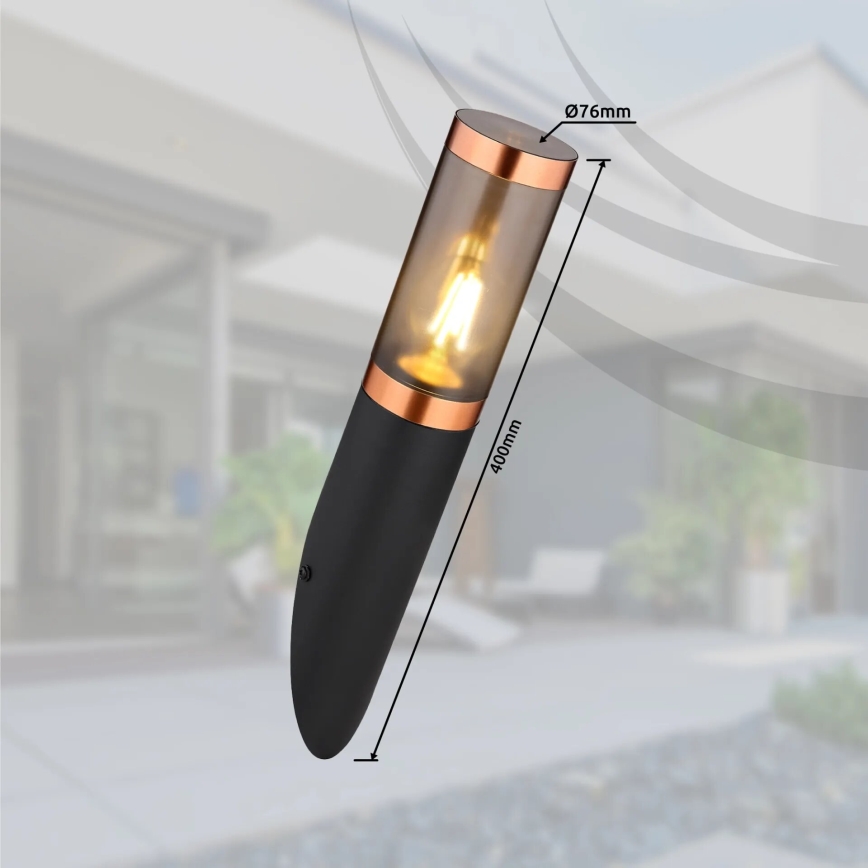Globo - Outdoor wall light 1xE27/23W/230V IP44 black/copper