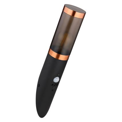 Globo - Outdoor wall light with a sensor 1xE27/15W/230V IP44 black/copper