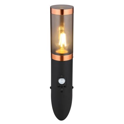 Globo - Outdoor wall light with a sensor 1xE27/15W/230V IP44 black/copper