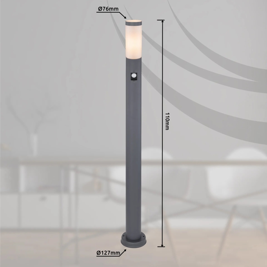 Globo - Outdoor lamp with sensor 1xE27/15W/230V IP44 110 cm anthracite