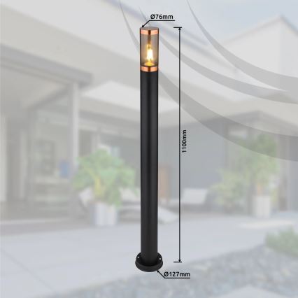 Globo - Outdoor lamp 1xE27/23W/230V IP44 110 cm black/copper