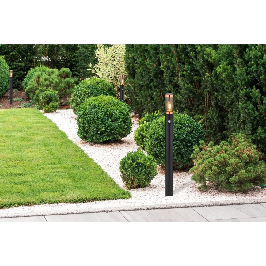 Globo - Outdoor lamp with sensor 1xE27/15W/230V IP44 110 cm black/copper