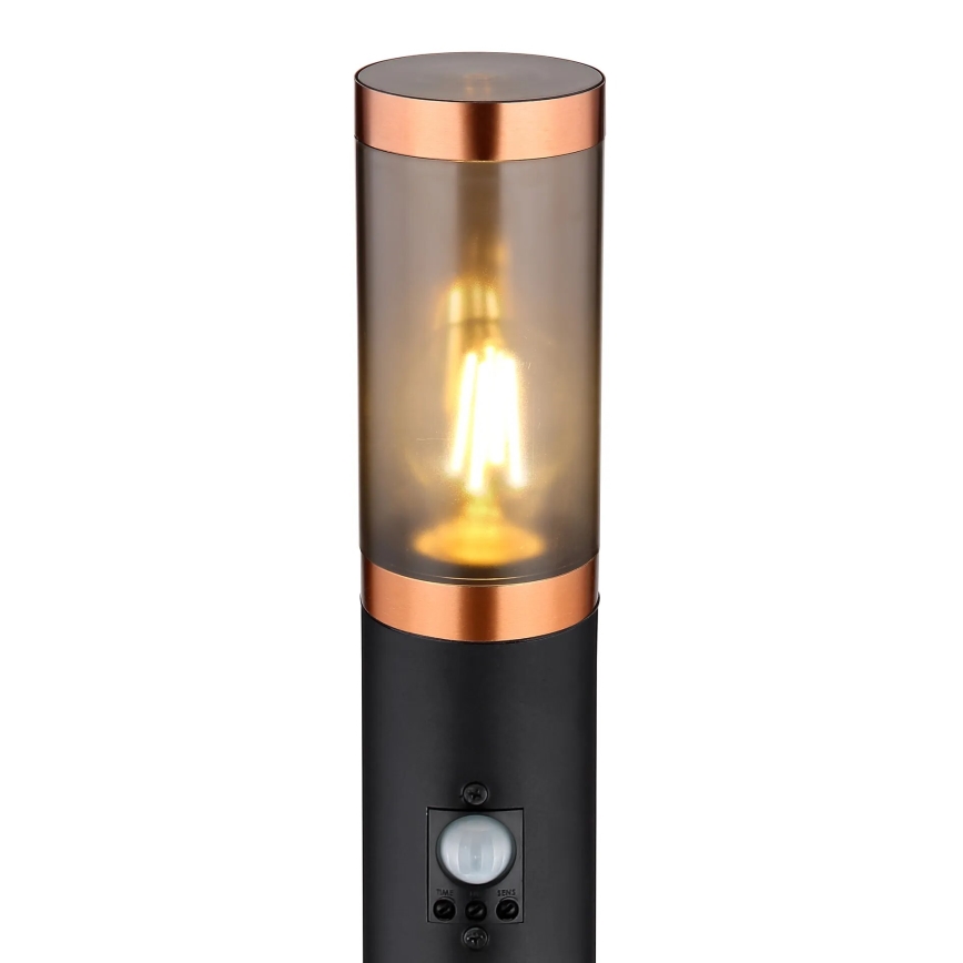 Globo - Outdoor lamp with sensor 1xE27/15W/230V IP44 110 cm black/copper