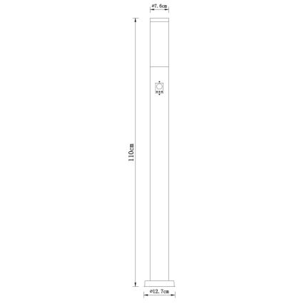 Globo - Outdoor lamp with sensor 1xE27/60W/230V 110 cm IP44