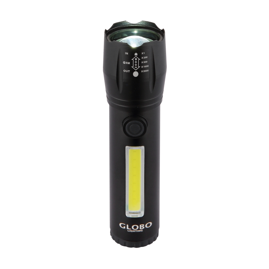 Globo - LED Rechargeable flashlight LED/3W/5V + COB/3W 5500K 1200 mAh