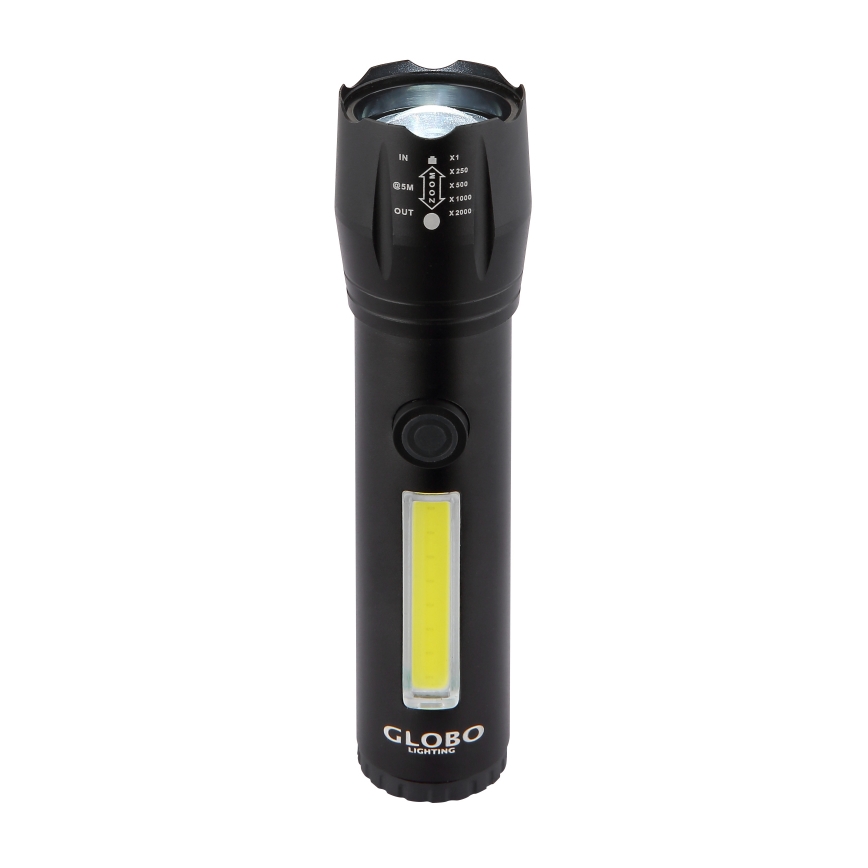 Globo - LED Rechargeable flashlight LED/3W/5V + COB/3W 5500K 1200 mAh
