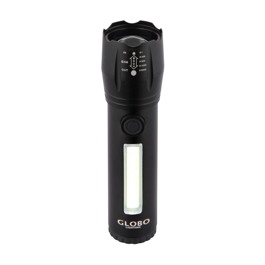 Globo - LED Rechargeable flashlight LED/3W/5V + COB/3W 5500K 1200 mAh